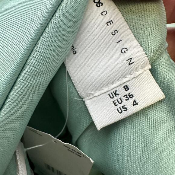 ASOS Design Wrap Bodice Bandeau Prom Formal Midi Scuba Dress Frosty Sage 4 - Picture 8 of 10